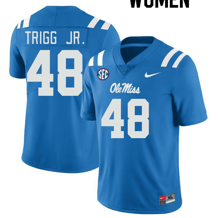 Women #48 Mark Trigg Jr. Ole Miss Rebels College Football Jerseyes Stitched Sale-Powder Blue